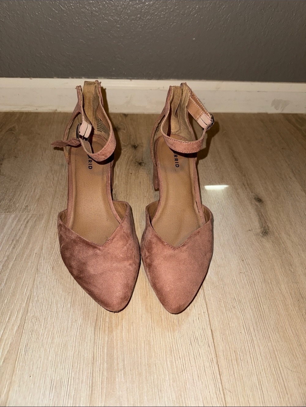torrid Suede Pointed-Toe Ankle-Strap Heels in Mauve
